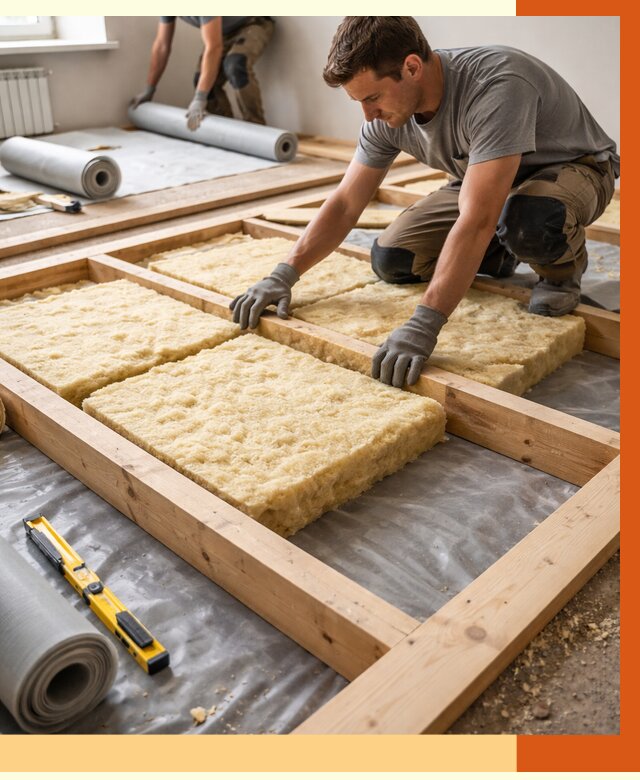 Утепление деревянного пола в Королев от 1560 руб./м2 под ключ | ТепломастерКор