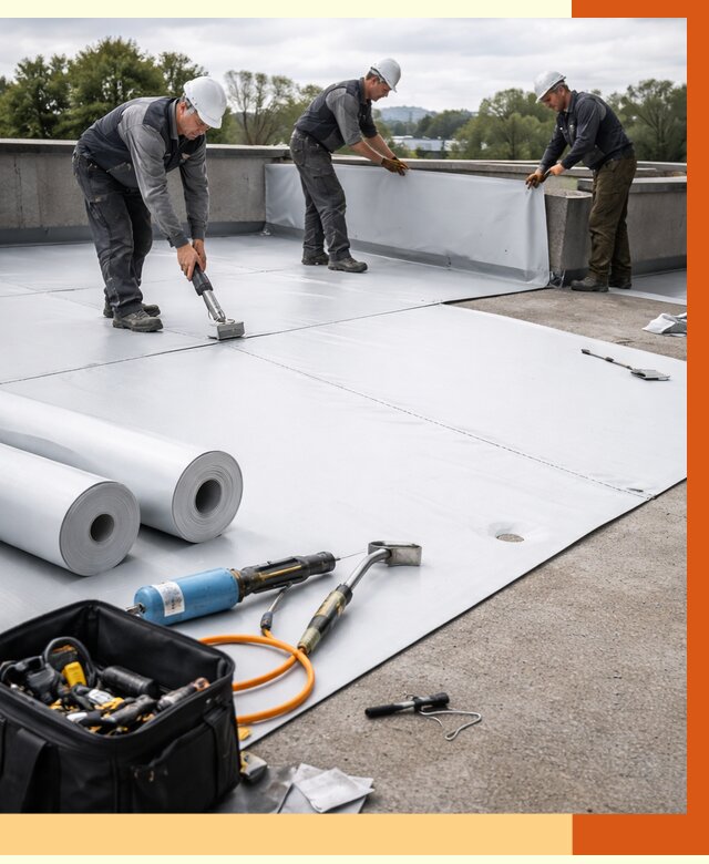 Гидроизоляция мембранной кровли в Королев от 7798 руб./м² — профессионально | ТепломастерКор